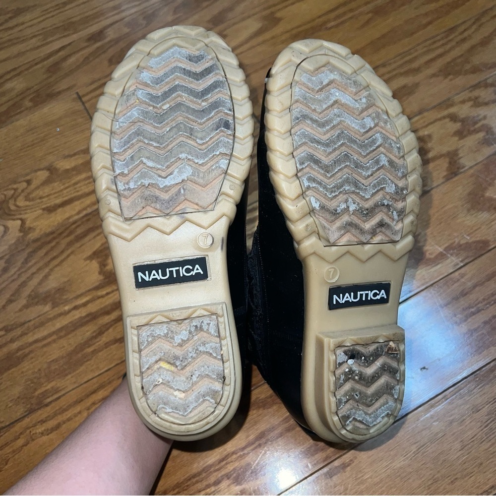 Nautica Dorsay Black Quilted Duck Rubber Boots With Ankle Zip Size 7 - Picture 9 of 12